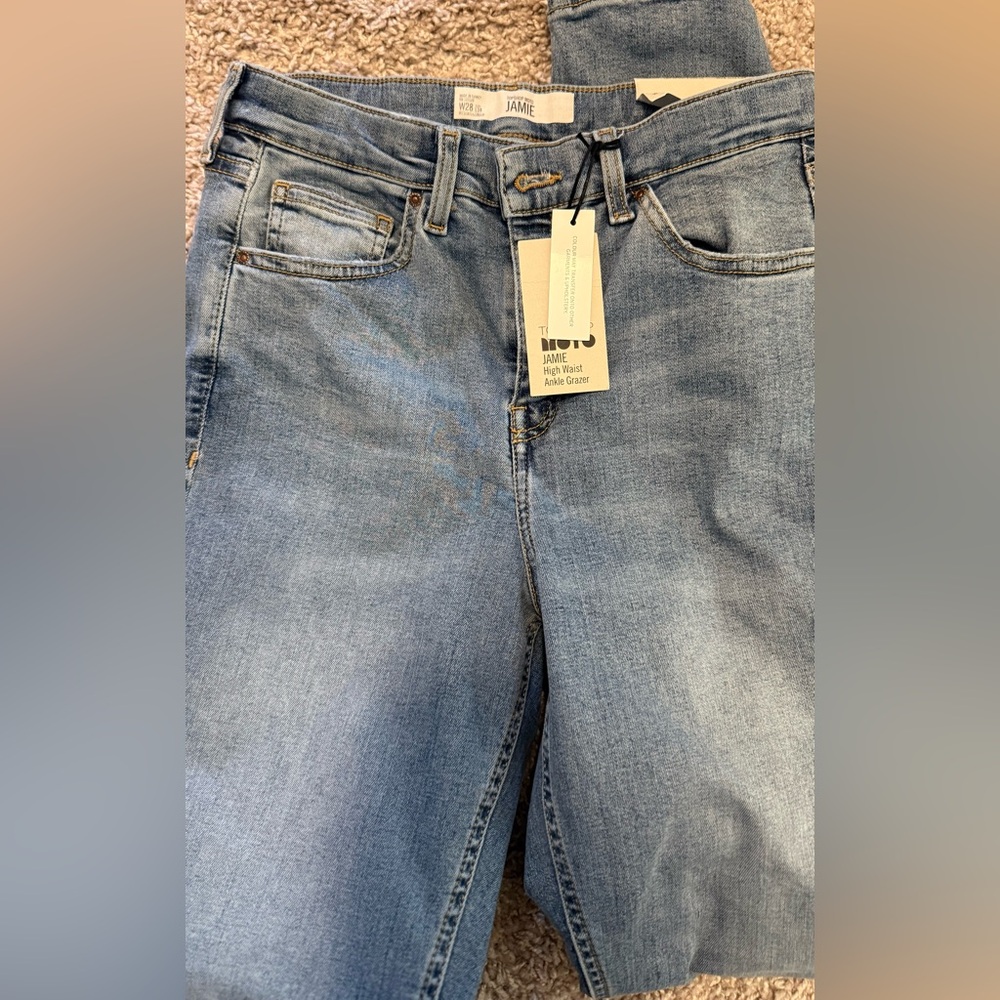 Topshop Blue Skinny Jeans Ankle Grazer